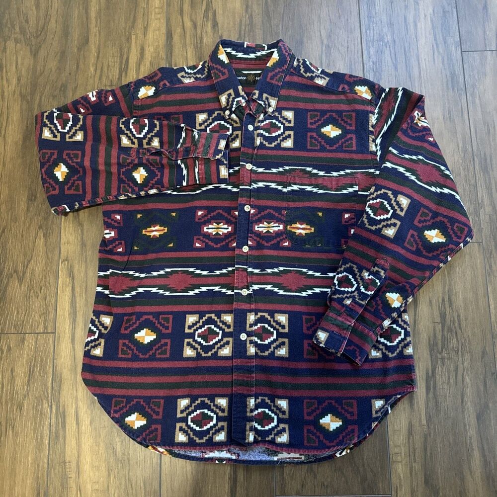 Lawton Harbor Men's L Southwestern Aztec Button Down Western Cowboy LS Shirt